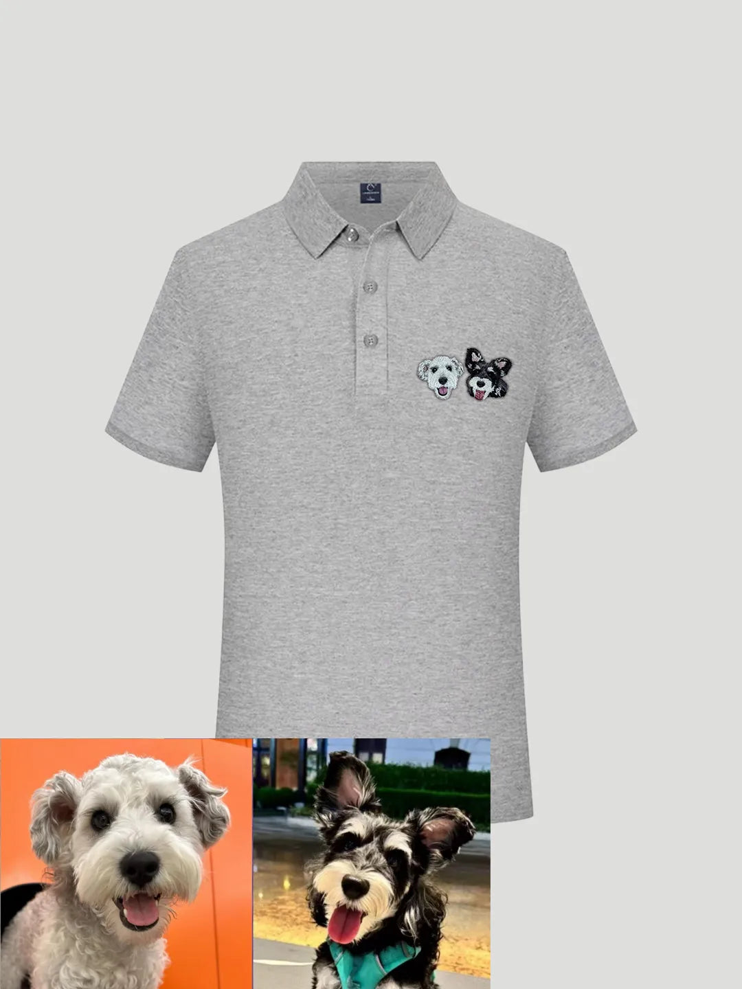 Custom Polo Shirt with Embroidered Pet Portrait – Personalized Short Sleeve Polo